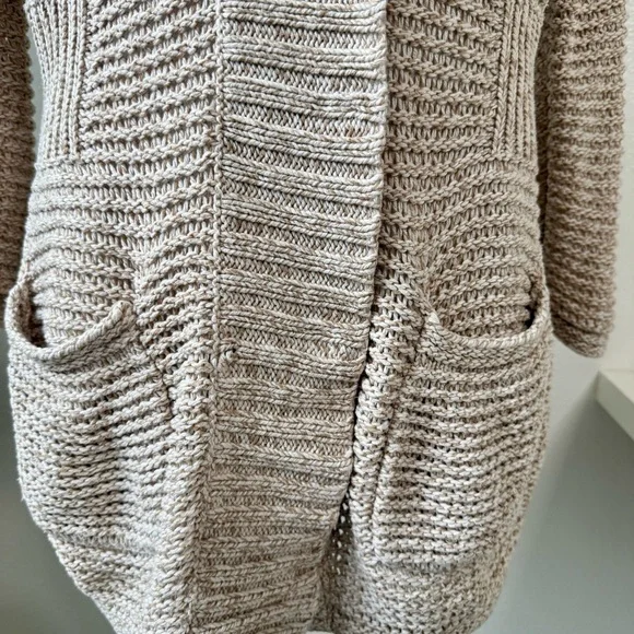 Eddie Bauer Chunky Knit Shawl Collar Cardigan Sweater Tan Beige Size Large - Picture 5 of 16